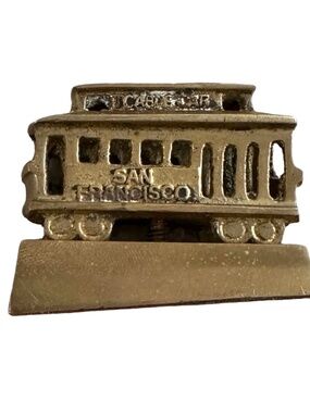 Vintage Brass Miniature San Francisco Cable Car 2” Souvenir Collectible